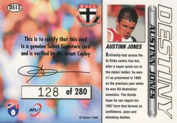 1999 Select AFL Premiere - Destiny Signatures #DS13 Austinn Jones Back